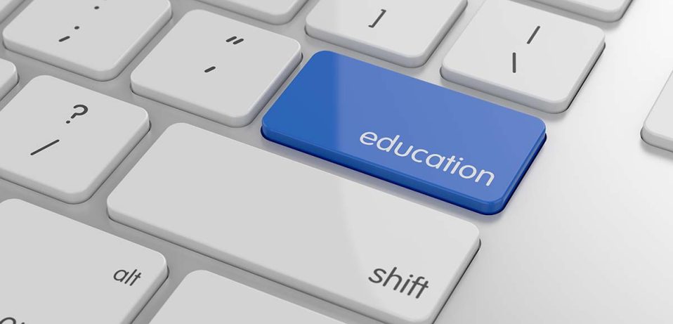 Education button on keyboard with soft focus