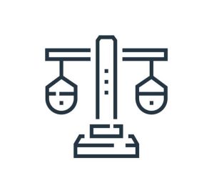 Vector graphic of scales of justice. Legal themes. Election Law.