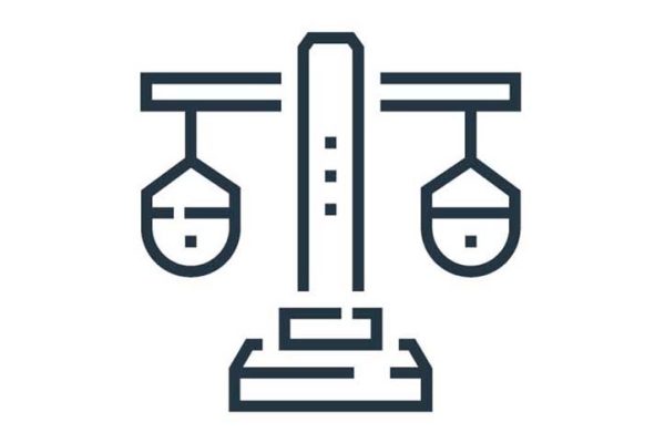 Vector graphic of scales of justice. Legal themes. Election Law.