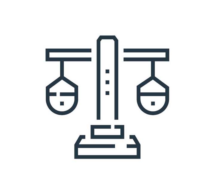 Vector graphic of scales of justice. Legal themes. Election Law.