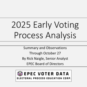 EPEC Team's Rick Naigle provides some early observation of Virginia's 45-day early voting period that ended on Nov. 1, 2025 before the General Election on Nov. 4th.