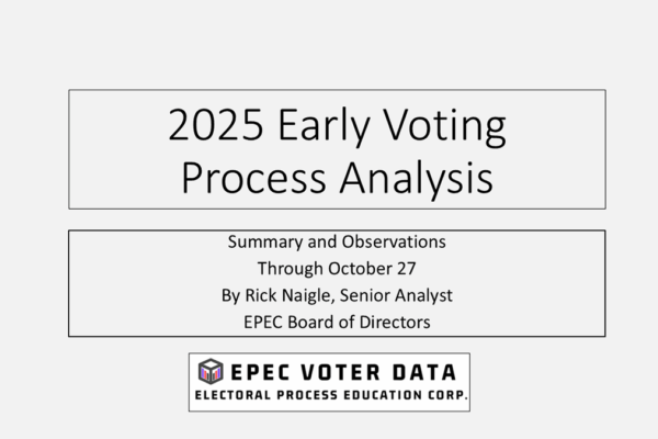 EPEC Team's Rick Naigle provides some early observation of Virginia's 45-day early voting period that ended on Nov. 1, 2025 before the General Election on Nov. 4th.