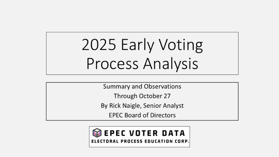 EPEC Team's Rick Naigle provides some early observation of Virginia's 45-day early voting period that ended on Nov. 1, 2025 before the General Election on Nov. 4th.