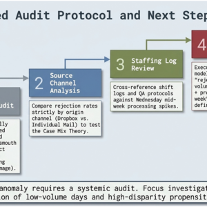 EPEC Analysis, Slide 11: Recommended Audit to Address Ballot Disparities Slide offers four steps to address how to address processing disparities between R-leaning and D-leaning ballots, including mulitvariable regressional analysis.