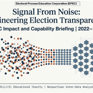 How voter-participation nonprofit EPEC Team achieves its goals of 'Engineering Election Transparency' with Data Science and relentless accuracy.